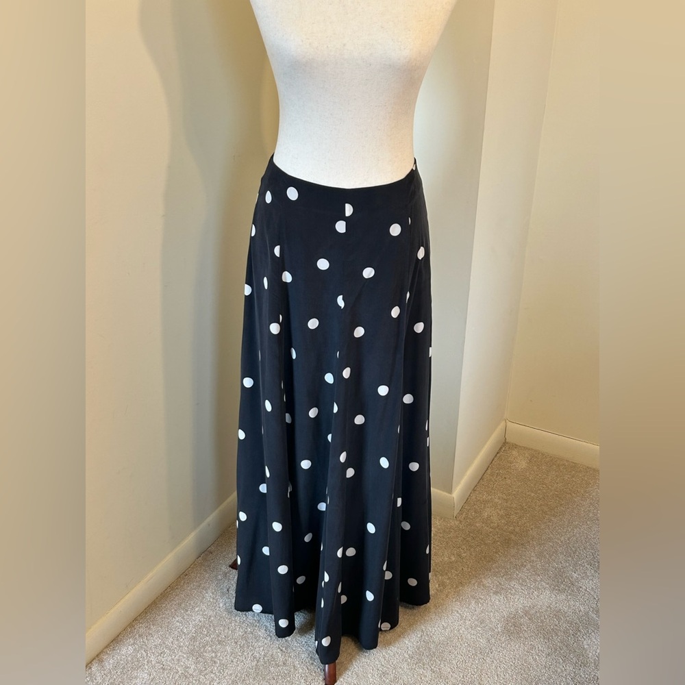 NWOT Sézane Editions SZ 4 Soelle Black and White Polka Dot Silk Maxi Skirt RARE! - Picture 3 of 12